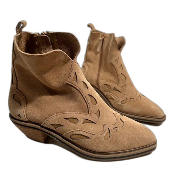 Kelsi Dagger Anthropologie Mocha Cliff Suede Ankle Boots Size 8.5 Western Cowboy - Picture 2 of 13